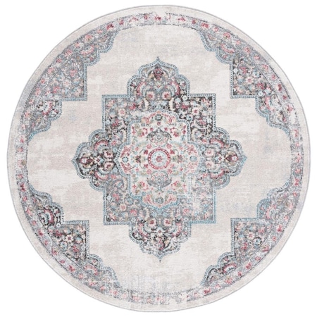 Safavieh 6 ft. 7 in. x 6 ft. 7 in. Phoenix Power Loomed Round Area Rug; Ivory & Grey PHX277A-7R